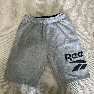 Reebok Men’s Light Gray Athletic Shorts with Black Logo